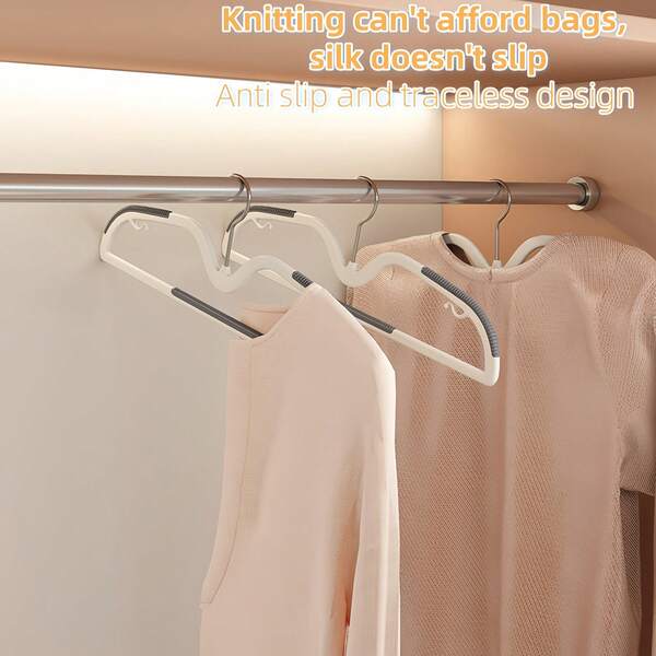 10pcs Short Neck Clothes Hangers, Space-Saving Thick Non-Slip Dual-Tier Rotating Hangers, Durable Plastic Wardrobe Organizer For Shirts, Tops And Dresses, Thin Design To Prevent Shoulder Stacking And Wardrobe Corner Collision, Clothing Hooks