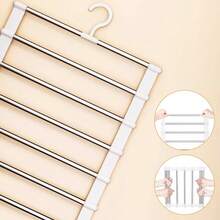 1pc Portable Storage Hanger, Multi-Functional Pants Rack, Foldable Stainless Steel Pants Rack, Multi-Layer Seamless Pants Rack Clips, Lightweight Space-Saving Closet Hanger Pants Rack, Suitable For Dresses, Pants, Shoes, Jeans, Underwear, Skirts - Multicolor - View 10