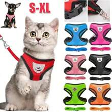 1pc Pet Chest Strap Harness & Leash Set,Pet Chest Harness With A Leash, Pet Cat & Dog Leash With Anti Escape Adjustable Chest And Back Strap,Suitable For All Seasons - Breathable Mesh Dog And Cat Chest Harness,Reflective Pet Leash Vest Harness, Dog Cat Mesh Breathable Vest Type Anti-Slip Walking Lead Rope Outdoor Travel