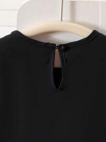 Young Girl' Elegant Bow Embroidered Rhinestone Decor Dress, Spring & Autumn - Black - View 6