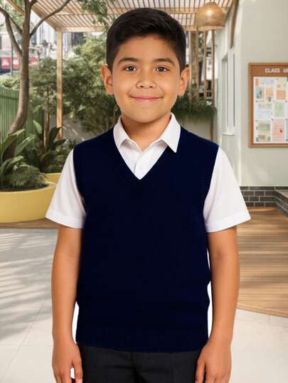 Chaleco Escolar Cerrado Cuello V Acrilán