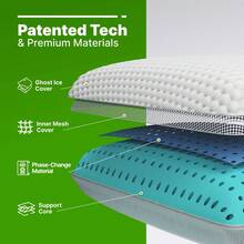 GhostBed Gel Memory Foam Pillows Patented Ventilated Cooling – Standard Size – 2 Pack