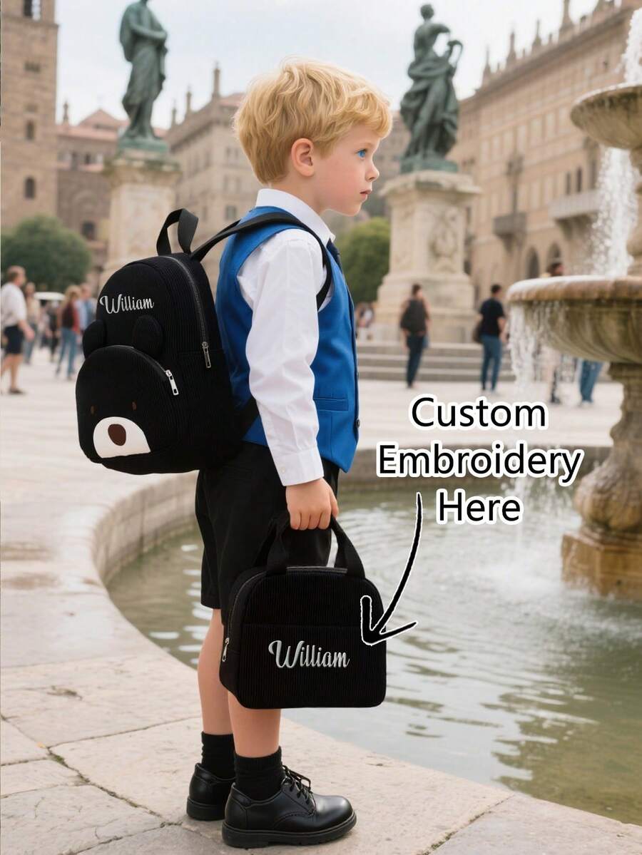 Bộ ba lô trẻ em tùy chỉnh mới năm 2026 | Ba lô hình gấu + Hộp cơm + Hộp bút | Thêu tên cá nhân | Phù hợp cho bé trai và bé gái 3-5 tuổi. Quà tặng mầm non dễ thương, đa chức năng, trang trí, thêu chữ, thời trang và hiện đại, nhiều màu sắc, dễ thương và giản dị, có thể tùy chỉnh, cá nhân hóa, độc đáo, quà tặng lý tưởng cho bé trai/bé gái, túi Ita. - Nhiều màu - Xem 1