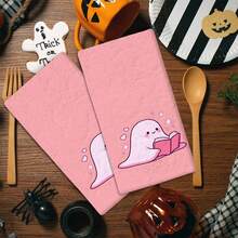 2/4 Pcs Ghost Pattern Printed Dish Towels, Halloween, Super Absorbent Microfiber Modern Towels For Cooking And Baking, Printed Dishcloths, Cleaning Towels, Hand Towels, Tea Towels, Super Soft And Highly Absorbent, Great Gift For Neighbors, Moms, Friends, Birthday, Halloween, Housewarming, Kitchen Decor, Household Essentials