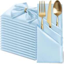 20pcs Silk Red Satin Napkins, 17 X 17 Inches Square Smooth Dinner Napkins For Wedding, Party, Celebration, Banquet, Restaurant, Thanksgiving, Christmas, Halloween