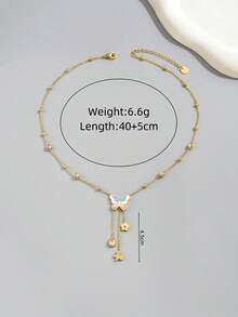 1 bông tai nữ bằng thép không gỉ hình bướm nhiều màu và hình giọt nước đính đá Zirconia, trang sức thời trang mạ vàng 18K - Vàng - Xem 4