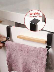 1pc Stainless Steel Towel Rod, Bathroom Door Hanging Towel Rack, Bathroom Accessories, Punch-Free Cabinet Door Hanging Rag Hanger, Cabinet Door Back Towel Single Rod