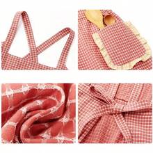 FWQGQEG Vintage Ladies Aprons, Pinafore Apron Dress For Women Girls, Cute Floral Slim Aprons Chef Aprons, Gift For Women - 磚紅色 - 查看 2