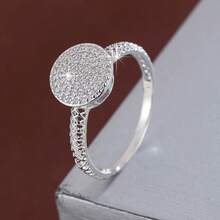 1pc Geometric Cylinder Design Cubic Zirconia Women Ring