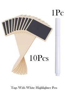 1-30 Pieces Mini Chalkboard Plant Tags, 15 X 6 Cm T-Type Garden Plant Labels With Marker, Wooden Plant Labels Rectangle Tags, Vegetable Plaques For Potted Plants - Multicolor - View 12