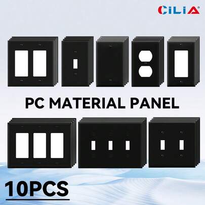 5/10 件壁挂面板灯开关盖，款式多样，纯色，黑色，壁挂面板灯开关插座盖，坚固耐用