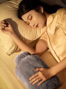 2L Bolsa de Água Quente de Tamanho Grande com Capa Macia - Bolsa de Água Quente Clássica para Alívio da Dor, Pescoço e Ombros, Aquecimento dos Pés, Cólicas Menstruais, Terapia de Frio e Calor - Ótimo Presente - Cinza Claro