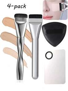 Traceless Flat-Head Foundation Brush, Ultra-Thin Foundation 4-In-1 Liquid Powder Puff, Professional Multi-Purpose 3D Effect Eyebrow Brush, 1 Large Makeup Powder Puff + 2 Smooth Powder Brushes + 1 Large Color Palette, Straight Foundation Brush, Mask Brush, Flat-Head Liquid Foundation Brush, Thin Scar-Free And Powder-Free Makeup Brush, Professional Makeup Brush Set, Suitable For Beginners,Brush Set,Makeup Brush Kit,Make Up Brush Set,Make Up Set Complete,Makeup Brush Set,Complete Makeup Kit,Brush Kit,Brushes Makeup Set,Makeup Gift Set