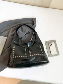 Dedoo 女包2025新款纯色大容量百搭小众腋下包女韩版时尚简约大容量机车包学生旅行背包可单肩（多功能用） - 黑色 - 查看 6