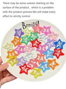 10/20/30/50pcs Assorted Sweet Colored Star Hair Clips, Ideal Girls Hair Accessories For Party, Holiday Hairstyling (Random Color)