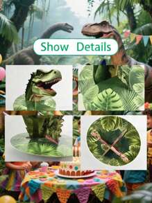 3-Tier Dinosaur Theme Disposable Cake Stand, Dinosaur Egg Cake Stand, Tyrannosaurus Rex Cake Stand, Paper Cake Tray, Cupcake Stand, Suitable For Halloween, Birthday Party, Family Gathering, Christmas, Jurassic Theme Party, Non-Food Contact