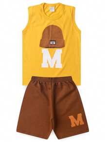 Summer Set For Boys: Tank Top And Bermuda Shorts With Hat M - 黃色 - 查看 2