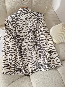 Women's Fashion Zebra Print Blazer - Leopard - View 2