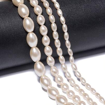 3x6mm 4x6mm 6x8mm 8x11mm Fashion Rice Oval Shape Glass Beads Faux Pearl Loose Spacer Beads For Elegant Women Earring Necklace Jewelry Making Accessories 1strand