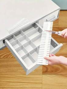 1 件可调节抽屉隔板、抽屉整理器、抽屉储物整理器、抽屉整理系统、衣柜、内衣、袜子抽屉隔板、塑料书桌和抽屉整理器隔板、可调节隔板储物系统，适用于办公室、宿舍、家庭 - 无需电源（随机颜色和款式）适用于女性储物整理器旅行必需品返校宿舍储物秋季装饰 - 白色 - 查看 2