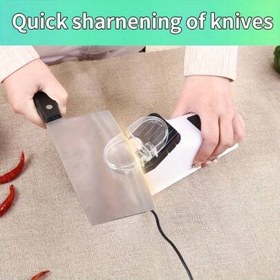 Máy mài dao điện USB chuyên nghiệp - Mài xoay tốc độ cao hai mặt dành cho nhà bếp gia đình, kèm theo 6 lưỡi mài thay thế và vỏ bảo vệ, phù hợp với nhiều loại dao.