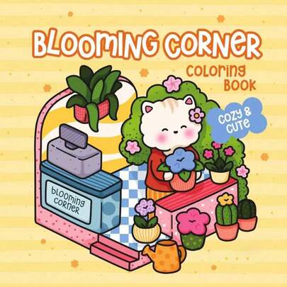 1 quyển Blooming-Corner: Sách tô màu dễ dàng 42 trang dành cho người lớn và thanh thiếu niên, Sách tô màu thiết kế siêu dễ thương về không gian ấm cúng, Hygge để thư giãn (Tô màu không gian ấm cúng). Quà tặng thư giãn cho bạn bè, cặp đôi và gia đình. Bộ bút dạ vẽ 12 màu [Mặc định không có bút] Bộ bút dạ