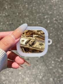 1 件加厚 UV 印花金色美元耳机盒，适用于 Apple 蓝牙耳机透明保护套