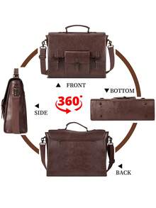 NEWHEY Messenger Bag For Men 15.6 Inch Waterproof Vintage Leather Laptop Briefcase Large Satchel Shoulder Bag Office Travel College Computer Laptop Bag Vintage Bags - Coffee Brown - View 5