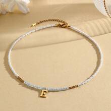 Magic Fish 1 件树脂仿珍珠简约 26 个字母吊坠项链，可定制情侣、朋友、同学的名字