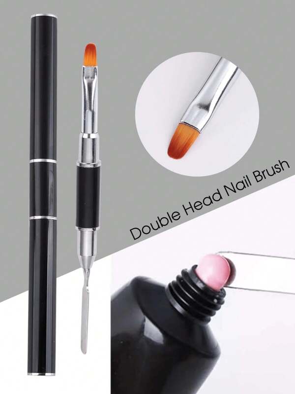 2pcs Double Head Gel Nail Brush Black Collection Pen 2 IN 1 Design UV Gel Brush Spout Acrylic Nail Extension Manicure Tools