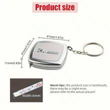 A 78.74-Inch Aluminum Alloy Mini Tape Measure Keychain, A Portable And Compact Pocket Tool With An Accuracy Of 0.01 - 銀色 - 查看 5
