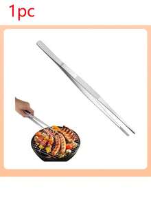 Stainless Steel Kitchen Tongs, Kitchen Tongs, 30 Cm Chef Tongs, Kitchen Tools, Precision Kitchen Tools, Long Straight Tweezers, Used For Cooking, Barbecuing And Cooking - Silver - View 11