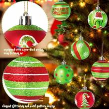 12 Pcs Christmas Ball Ornaments Glittering Plastic Hanging Decorations Elf Balls Swirl Candy Cane Peppermint Red And Green Christmas Tree Pendants For Xmas Tree Decoration
