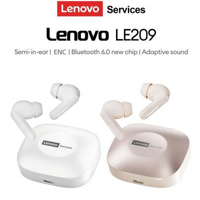 Lenovo 联想 LE209 新款蓝牙耳机，半入耳式蓝牙 6.0 立体声环绕声，高品质音乐和游戏，长电池寿命，清晰的通话麦克风，舒适的硅胶无线耳塞，兼容智能手机和电脑