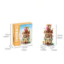 Miniso 1pc Chocolate Dream Factory Building Blocks, Detailed Brick Components, Realistic Chocolate Factory Scene Reproduction, Adorable Bear Topper, Educational Toy, Elegant Decor - Multicolor - View 8