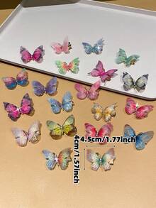 10 件/套女士时尚可爱水钻镶嵌彩色蝴蝶发夹，适合日常和派对使用，推荐作为礼物发饰，返校，爪夹，发夹，发夹，发夹，鸭嘴夹，狂欢配饰