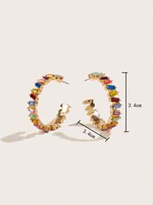 زوج من أقراط حلقية على شكل حرف C ملونة بالراين بوز نمط للحفلات والاستخدام اليومي والعطلات