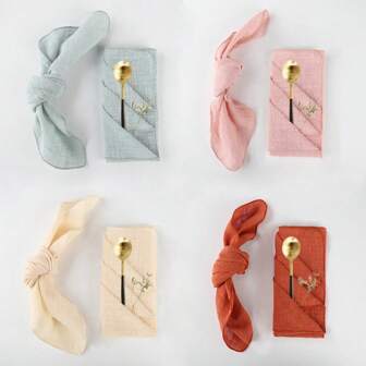 50PCS Wedding Napkins Cloth Edge Sewing 32*32cm/12.6*12.6inch Dinner Square Washable Reusable Gauze Tea Towel Table Decoration For Banquet Restaurant Baby Shower Christmas Everyday Use