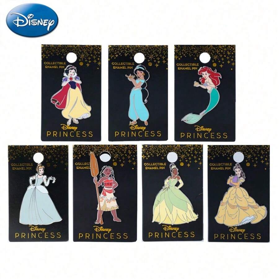 Disney 1枚官方授权收藏版珐琅公主胸针，包括贝儿公主、茉莉公主等精美别针，可爱小礼物，服装配饰，可作衣服、包包挂饰，送给女性、家人和朋友 - 彩色 - 查看 1