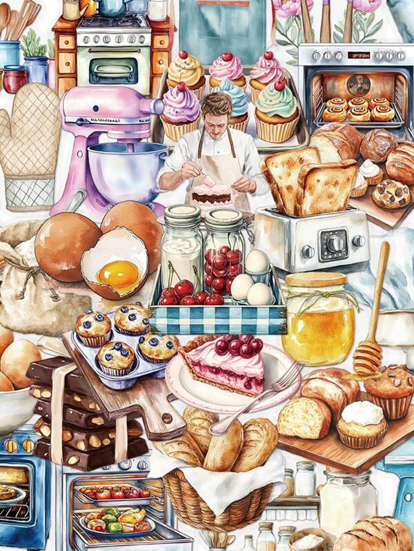50pcs Baking Theme Stickers, PET Material, For Diary, Scrapbook, Phone Case, Laptop, Water Bottle, Skateboard, Waterproof Decorative Stickers, Back To School