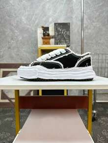 2025新款MMY经典防滑耐磨轻便低帮滑板鞋校园情侣款黑白 - 黑與白 - 查看 3