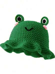 1pc Handmade Crochet Animal Ear Design Brimmed Hat, Cute Ruffle Bucket Hat For Women Leisure, Hip-Hop Cosplay, Suitable For Daily Use - A - View 21