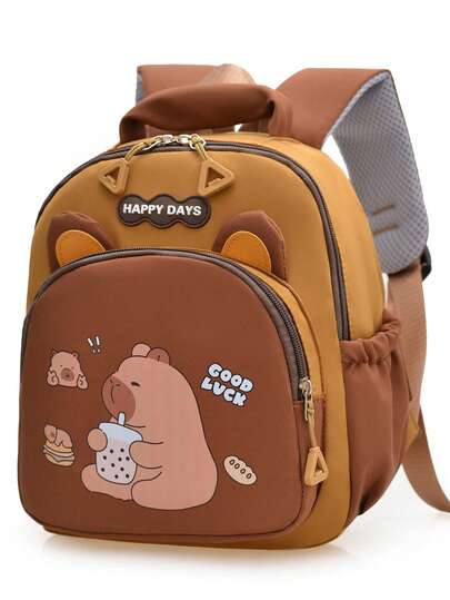 Mochila de Capibara para niñas de jardín de infantes, mochila ligera que reduce la carga, mochila de moda para niños de 3 a 6 años, mochila escolar linda y de dibujos animados para la temporada de regreso a clases