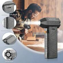 Mini Sopladora de Aire inalambrica Recargable,Turbo Jet Fan,52 M/S Potente Ventilador Super Jet de Mano 130000 RPM, Motor sin Escobillas,para Eliminar polvo de Computadora, Cámping, Limpiar el Hogar - Gris - Ver 1