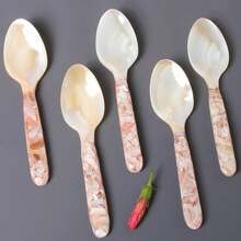 New Natural Spoon Long Handle Vietnamese Pearl Spoon Caviar Sauce Spoon Teaspoons Coffee Spoons 15cm - Yellow - View 1