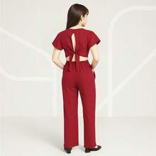 Children's Pants Set With Cropped Top, Luxury Youth Sleeve - 紅色 - 查看 2