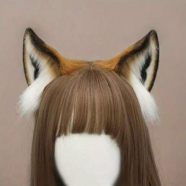 1pc Faux Furry Fox Ear Headband, Realistic Fluffy Fox Ear Headpiece, Cute Furry Fox Ear Animal Hair Accessory, Suitable For Halloween Cosplay Party, Carnival, Christmas Gift