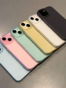 Colors 超薄磨砂透明手机壳，兼容 17/16/15/14 Pro Max Plus/12/13/11，柔软半透明防震超薄 TPU 后盖 - 黑色 - 查看 3