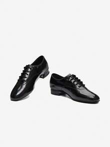 Men's Black Patent Leather Ballroom Standard Dance Shoes 1" Heel For Waltz,Foxtrot,Tango,Viennese Waltz