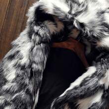 Idopy Men`S Luxury Faux Fur Hoodie Coats Sleeveless Fluffy Outwear Jacket Vest With Hood Parties Night Club Halloween Overcoat - 黑色 - 查看 4